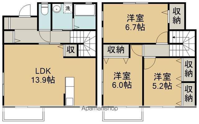 グレイスなないろの里(3LDK/1階)の間取り写真