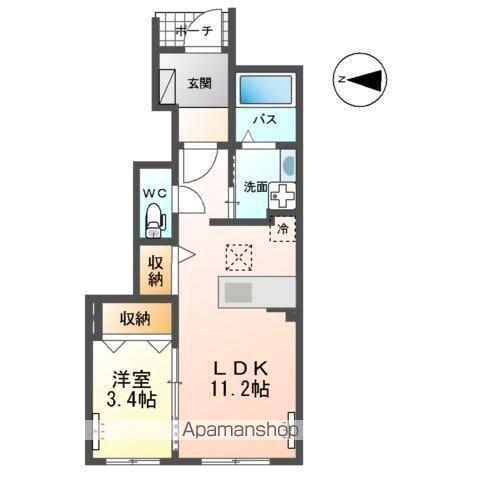 アンダー・リバー(1LDK/1階)の間取り写真
