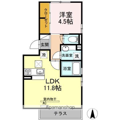 エクセラン A(1LDK/1階)の間取り写真
