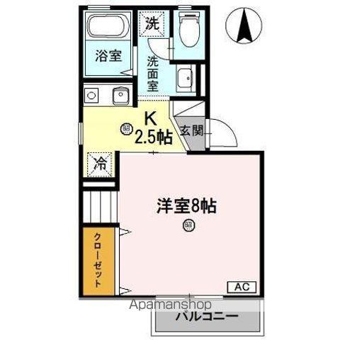 ロイヤルファミール D(1K/2階)の間取り写真