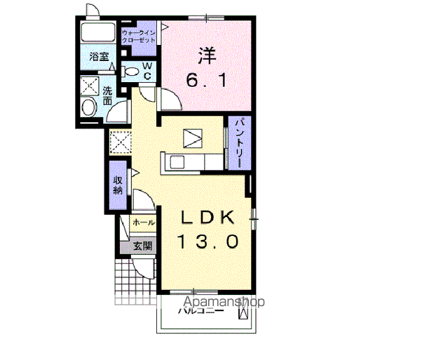 エムズ サニーガーデンⅩⅠ(1LDK/1階)の間取り写真