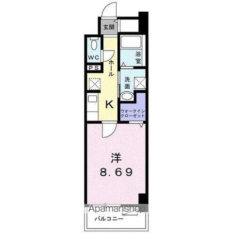 クラール上福岡(1K/5階)の間取り写真