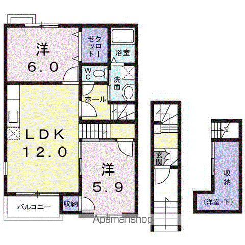 フローレス(2LDK/2階)の間取り写真