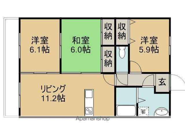 ビュースカイ(3LDK/2階)の間取り写真
