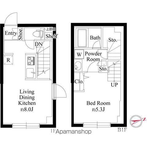 ラ・ペルラ下北沢(1LDK/1階)の間取り写真