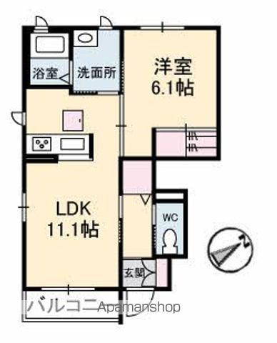 ボナール周南(1LDK/1階)の間取り写真