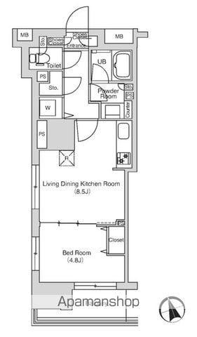 エミリブ鷺ノ宮(1LDK/3階)の間取り写真