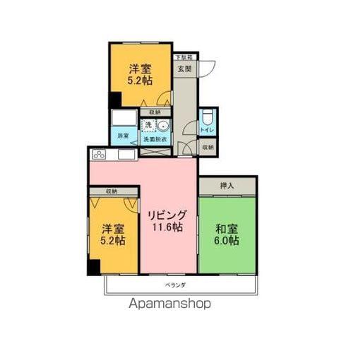 パークハイツ安方第二(3LDK/10階)の間取り写真