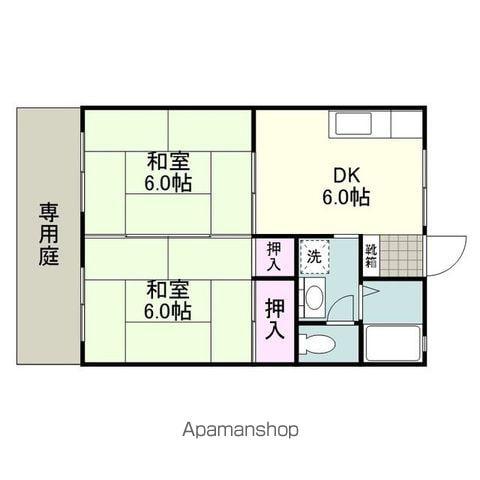 セジュール宇宿台(2DK/1階)の間取り写真