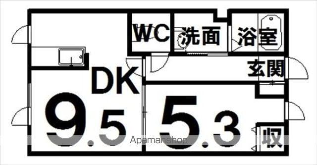 根室本線 帯広駅 バス乗車時間:17分 帯広コア専門学校前バス停で下車 徒歩1分 2階建 築18年(1DK/2階)の間取り写真