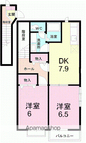 プランドールⅠ(2DK/2階)の間取り写真