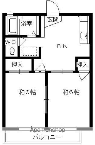 ラナプール西小路(2DK/2階)の間取り写真