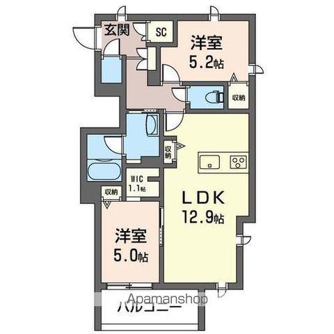 VIVACE(2LDK/2階)の間取り写真