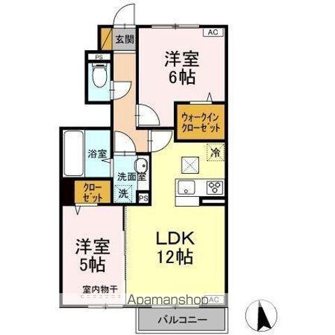 つくばエクスプレス 柏の葉キャンパス駅 徒歩26分 2階建 築5年(2LDK/1階)の間取り写真