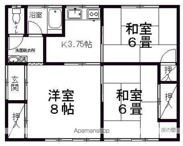 篠ノ井線 松本駅 バス乗車時間:15分 白金町バス停で下車 徒歩2分 1階建 築49年(3K)の間取り写真