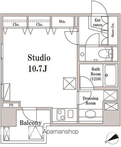 パークハビオ京橋(ワンルーム/13階)の間取り写真