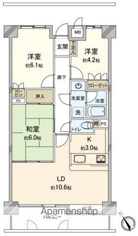 庚午パークホームズ(3LDK/2階)の間取り写真