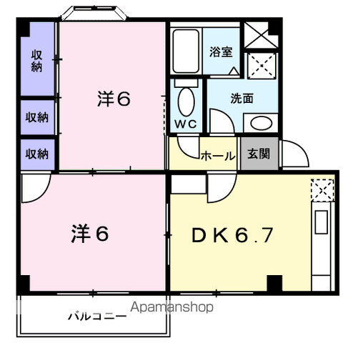 プラドール真砂B(2DK/2階)の間取り写真