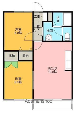 エレガントハイツA(2LDK/2階)の間取り写真