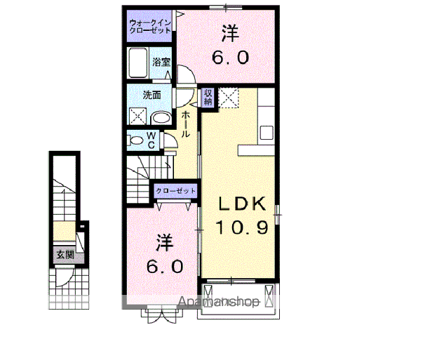 アイレジデンスⅠ番館(2LDK/2階)の間取り写真