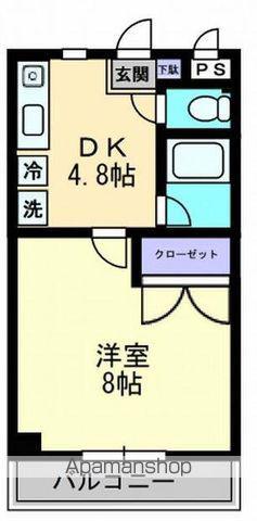 フォレスト林(1DK/4階)の間取り写真