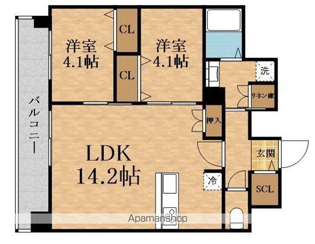 PRELIS鶴見緑地GRAN GARDERIA(2LDK/13階)の間取り写真