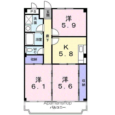 藤保マンション(3K/2階)の間取り写真