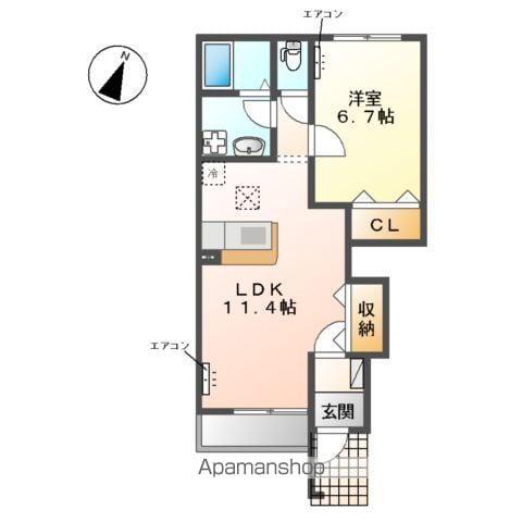 リリー・オブ・ザ・バレー(1LDK/1階)の間取り写真