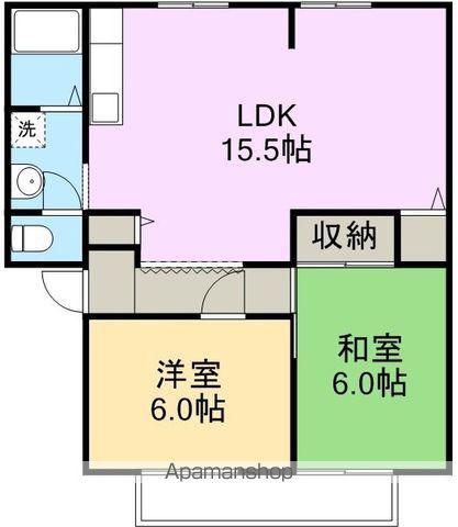 アビタシオン高見Ⅱ(2LDK/2階)の間取り写真