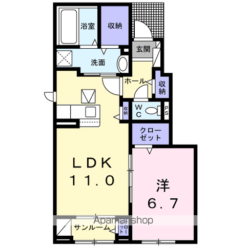 アイ.レジデンスⅢ(1LDK/1階)の間取り写真