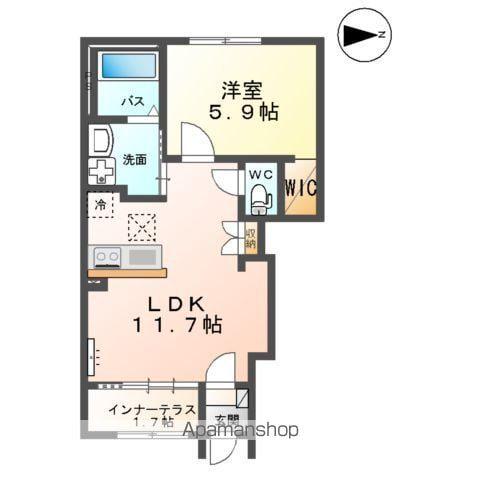 ウッドソレル(1LDK/1階)の間取り写真