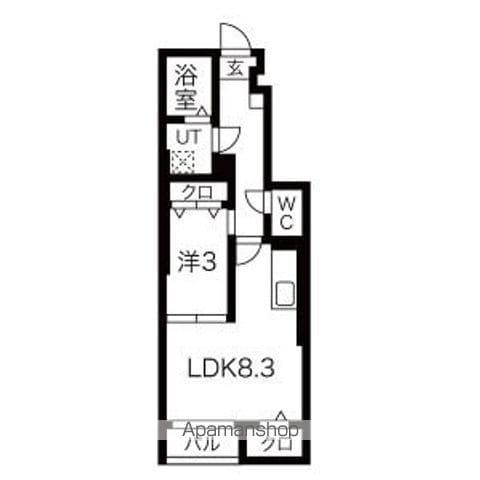 WAVE GARDEN(1LDK/1階)の間取り写真