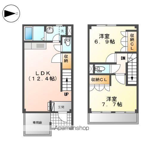 ユービー(2LDK/1階)の間取り写真