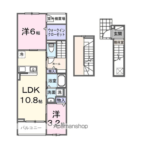 カントリーレイクⅢ(2LDK/3階)の間取り写真