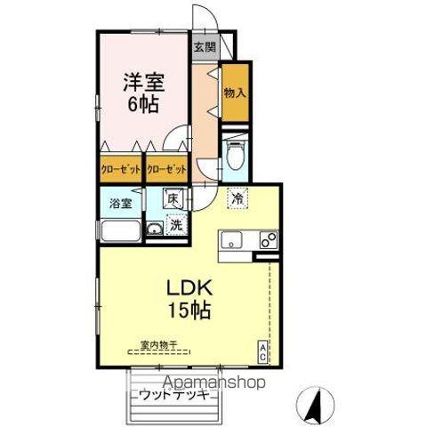 グランドヒルズC(1LDK/1階)の間取り写真