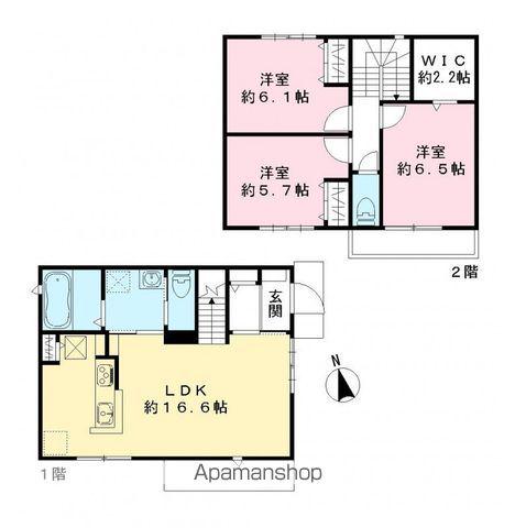 千葉都市モノレール 穴川駅(千葉) 徒歩16分 2階建 新築(3LDK)の間取り写真