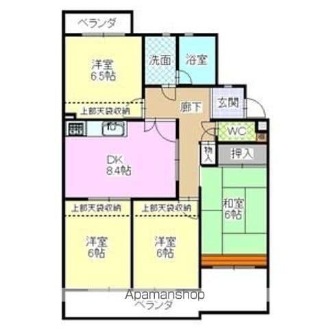 ユニーブル原パークⅢ(4DK/2階)の間取り写真