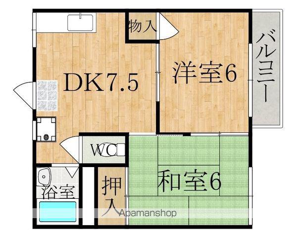 乙木ハイツC棟(2DK/2階)の間取り写真