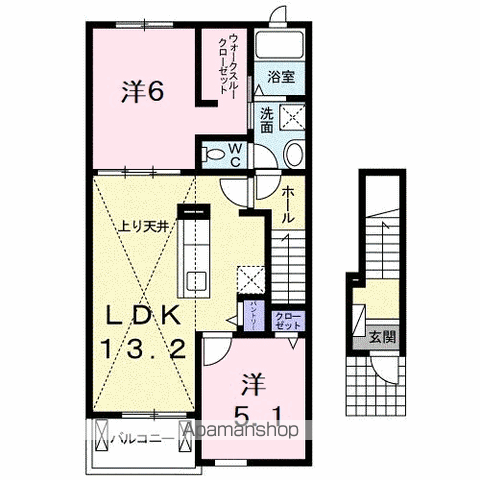 メゾン コンソラトゥールB(2LDK/2階)の間取り写真