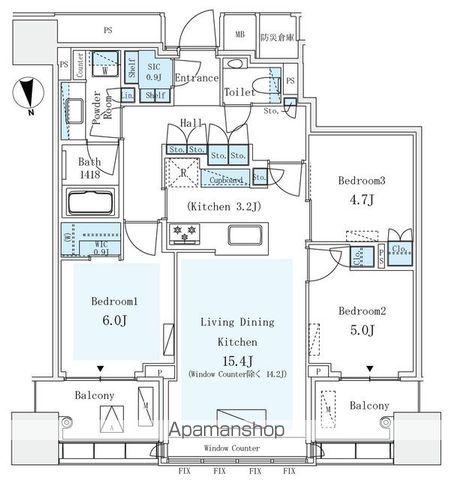 パークコート ザ・三番町ハウス(3LDK/6階)の間取り写真