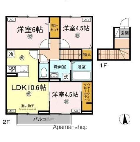 クレスト八万(3LDK/2階)の間取り写真
