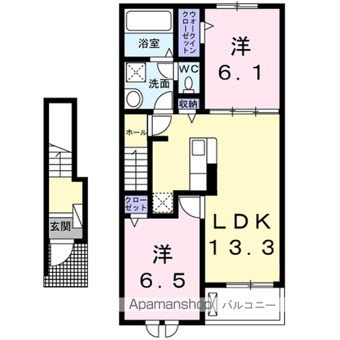 アムールⅡ(2LDK/2階)の間取り写真