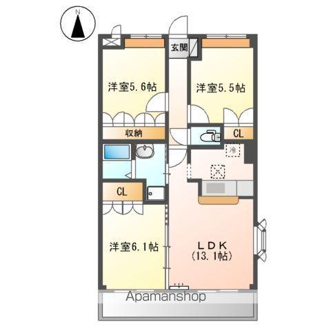 シャン・ド・ボヌール(3LDK/1階)の間取り写真