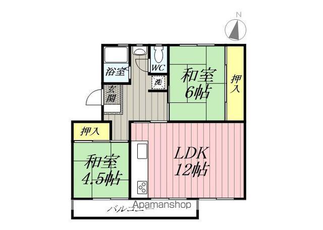 みさと団地8街区4号棟(2LDK/3階)の間取り写真