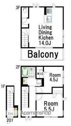 VILLA・SYMBIOSE三軒茶屋(2LDK/2階)の間取り写真