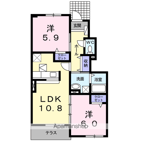 PETIT ANGE 3(2LDK/1階)の間取り写真