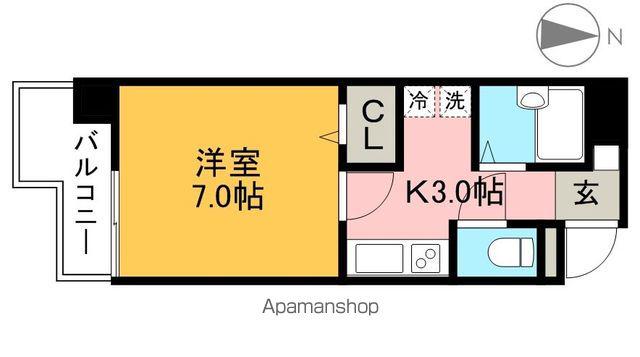 GRAND COURT鷹匠町(1K/3階)の間取り写真