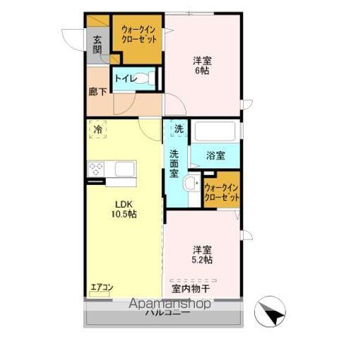 イルソーレ吉川美南 ロッソ(2LDK/2階)の間取り写真