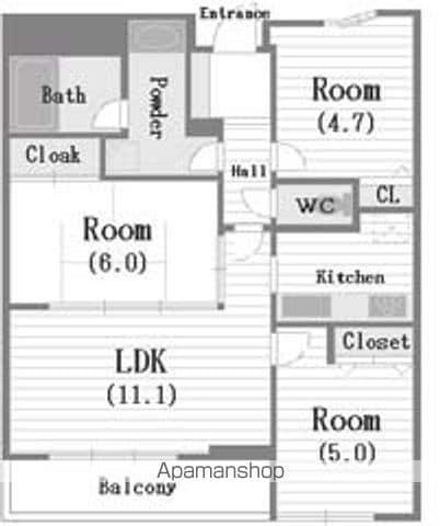 ARDENTOWER新町(3LDK/4階)の間取り写真