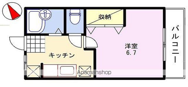 ハイツしらさぎB棟(1K/2階)の間取り写真